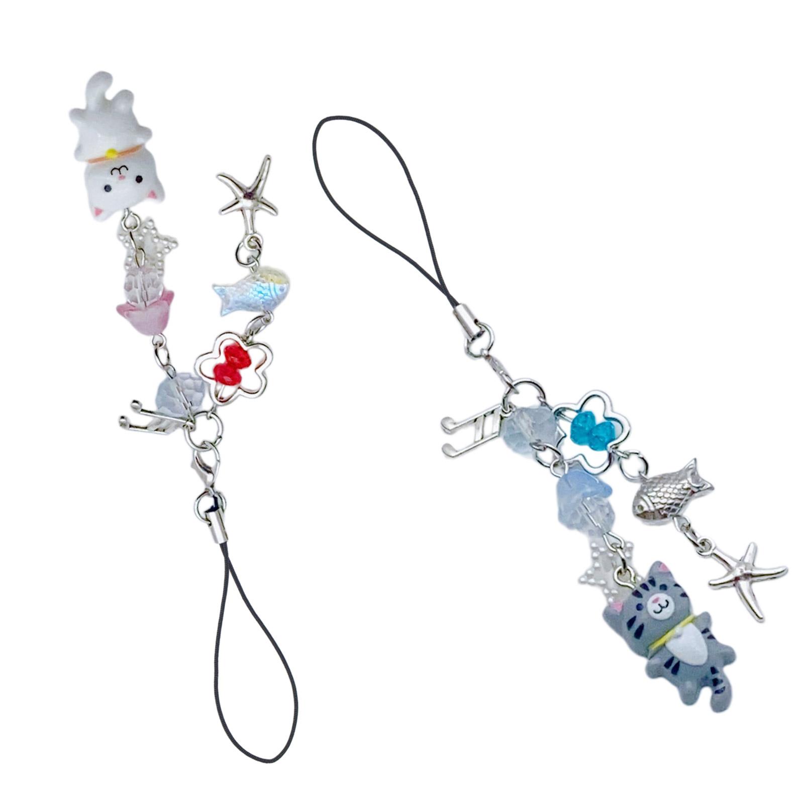 

Модный очаровательный брелок для ключей с бусинами и ремешок для телефона, портативный аксессуар для взрослых, студентов и аксессуары для сумок разноцветный