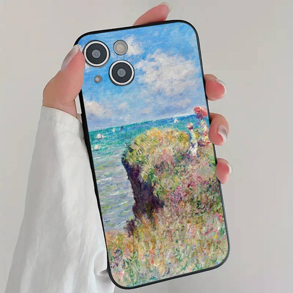 C-Claude M-Monet Art Style Phone Case Cool Black Silicone Soft For IPhone 16 15 14 13 12 11 X XR Plus Pro Max Plus