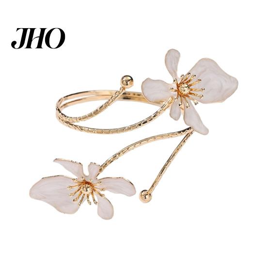 Oberarm Manschette Blumenarmband Damen Verstellbar Offen Feminin Armreif Armband Handgelenk Schmuck für Party Hochzeit Urlaub Metall
