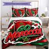 Ensemble de literie imprimé Football Maroc 3 pièces Ensemble de couvre-lit douillet respirant comme cadeau de pendaison de crémaillère / de vacances