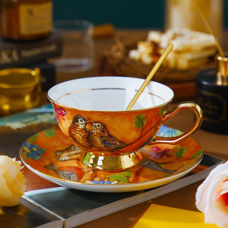 Kaffeetasse und Untertasse aus Bone China Keramik, Vintage englisches Nachmittagstee-Set, Geschenkbox-Set, Hochzeitsgeschenk