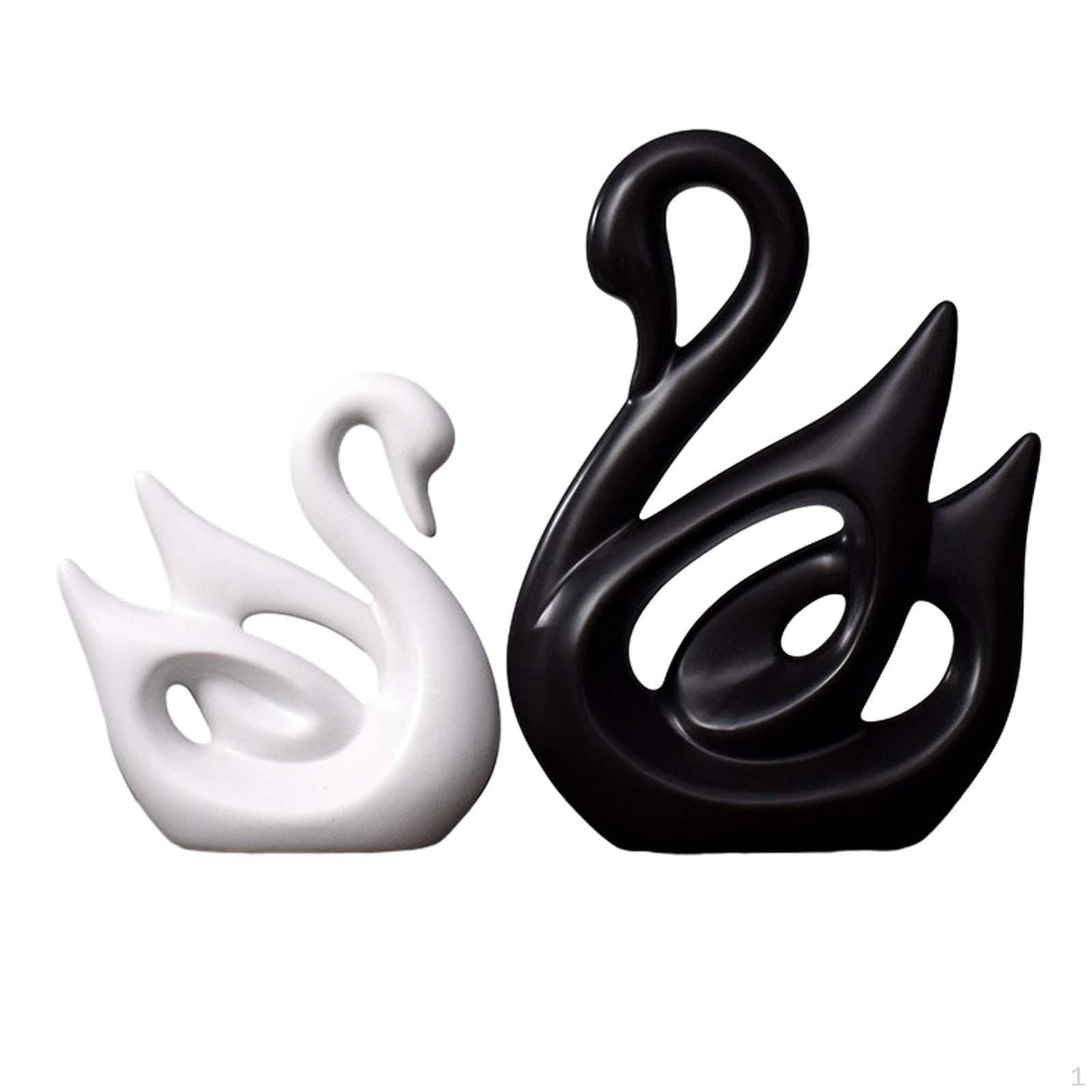 

Ceramic Swans Couples in Black and White Swan Statues Decorative Stylish Table Centerpiece for
