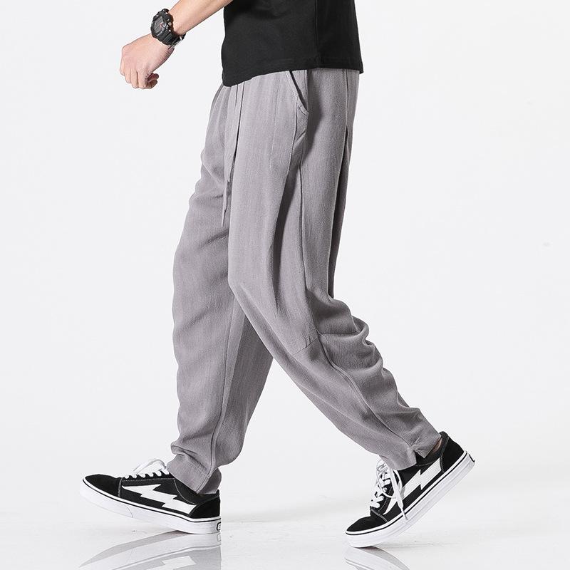 Spring and Summer Men's Casual Pants New Men's Linen Thin Trousers Cotton and Linen Harlan Pants Wholesale