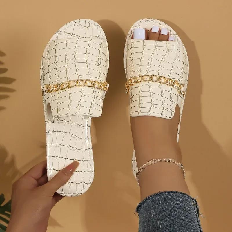 2025 Summer and Autumn New Large Size Open-toed Flip-flops Flat Wedge Sandals for Women Shoes for Women