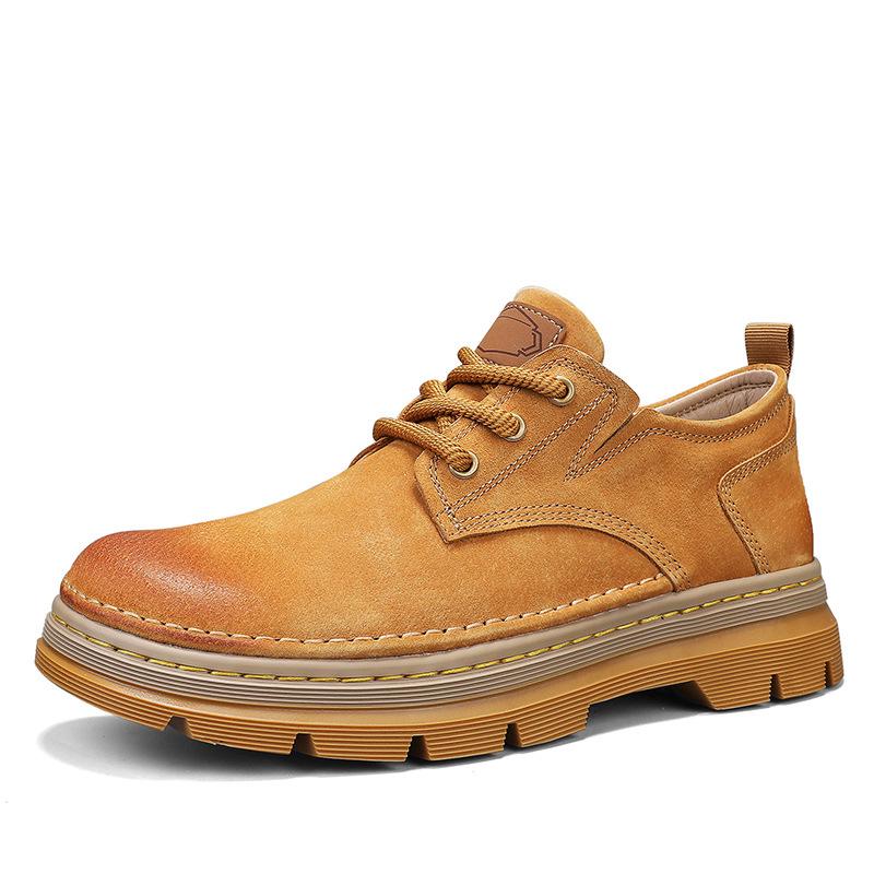 Men s workwear shoes spring new short boots thick European and American style casual shoes for men 39 коричневый