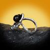 2024 New Black Hollow Pearl Women's Ring Fashion Handmade Epoxy Enamel   Silver Women's Ring Party
