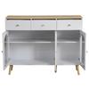 Buffet Sideboard 3 Glastüren & 3 Schubladen, Elegant Küchenschrank Kommode Flurschrank Stauraum, Wohnzimmer Esszimmer, 120cm, Weiß & Holzfarbe