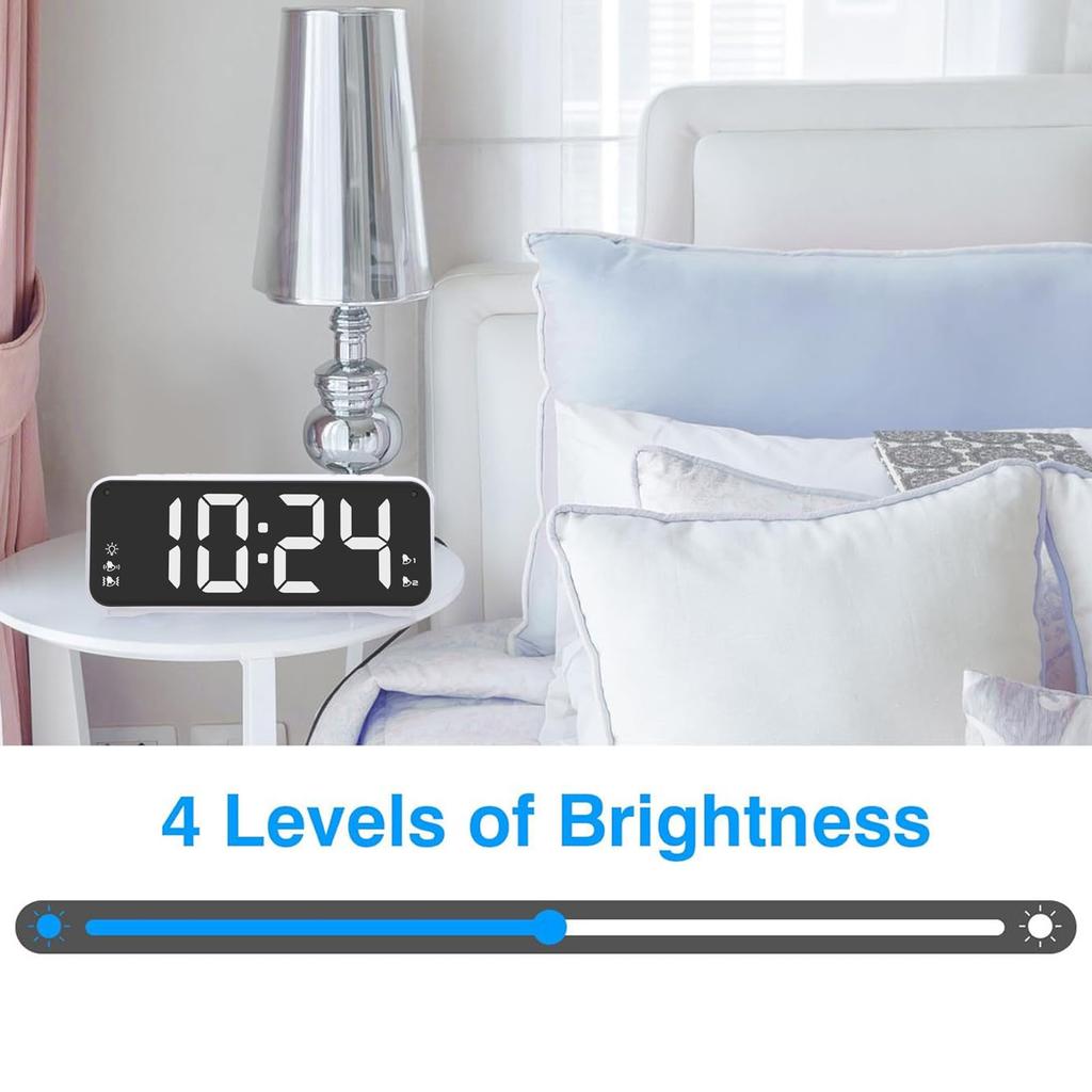 Extra Loud Dual Alarm Clock with Bed Shaker LED Display Bed Shaking Alarm Clock Snooze Function for Heavy Sleepers