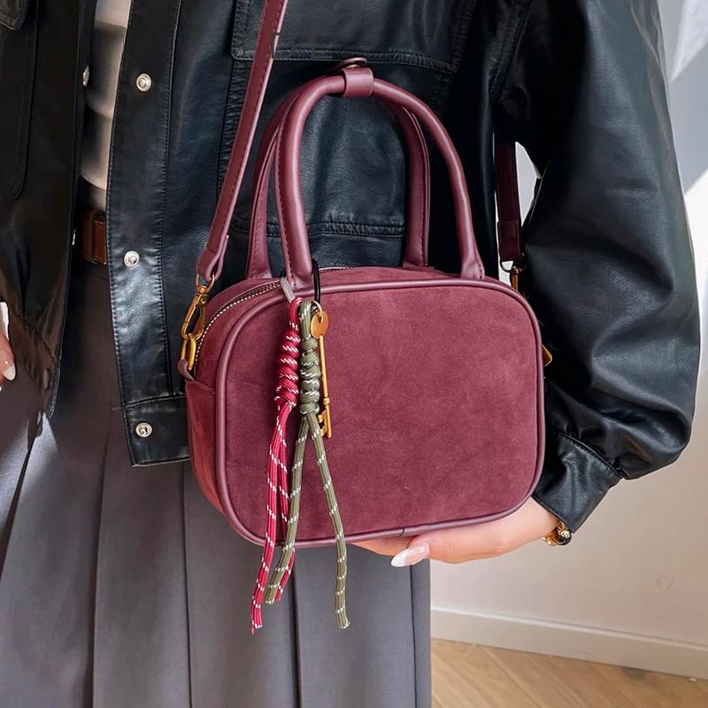 

Женская новая мода маленькие мягкие сумки и кошельки из искусственной замши винтажная зимняя сумка 2024 года Y2K через плечо женская сумка через плечо коричневый