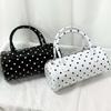 Korean Style Polka Dot Cylindrical Bag Polyester PU Shoulder Bag Portable Spicy Girl Handbag  Women