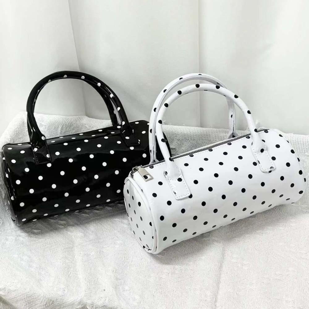 Anti-Splash Water Polka Dot Cylindrical Bag Polyester PU Shoulder Bag Spicy Girl Handbag  Women
