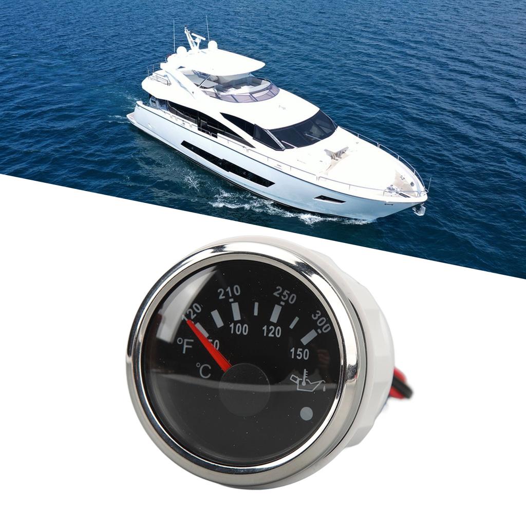 52MM Oil Temperature Gauge  9 to 32V Double Scale Pointer High   Sensors for RVs Yachts Fishing Boats Ships