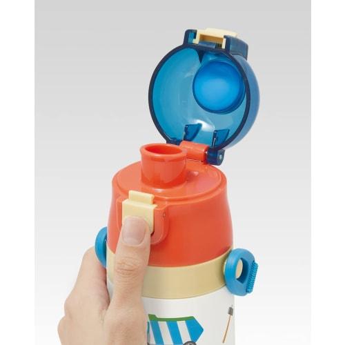 Skater Children's Stainless Steel Water Bottle, 2-Way Direct Drinking, 470ml, Cup Drinking, 430ml, Working Car, Child-Friendly, Lightweight Type, Boys