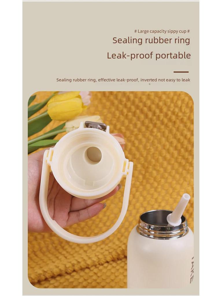 850ml Edelstahl-Isolier-Sportkessel mit großem Fassungsvermögen und Strohhalm