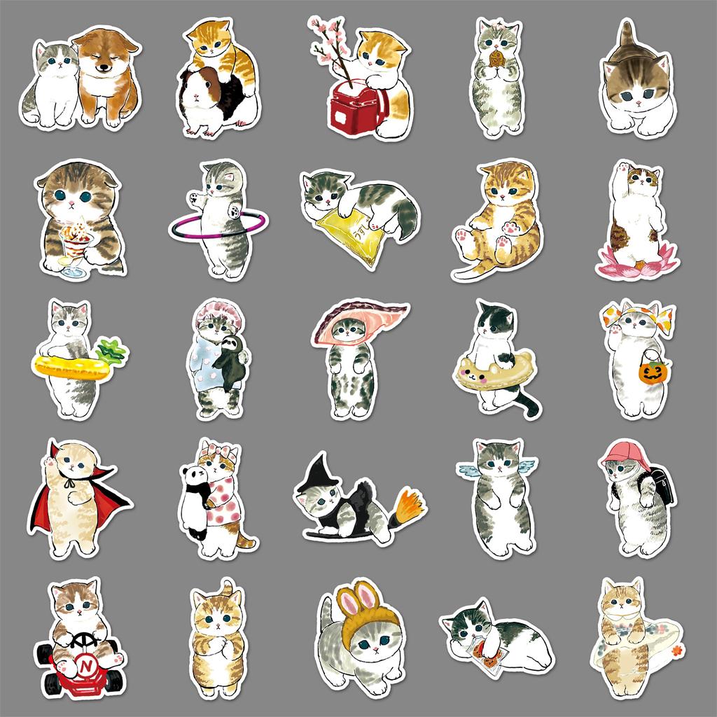 100 Hand-painted Kitten Graffiti Stickers Personalized Cartoon Cute Decorative Water Cup Mobile Phone Gum Stickers