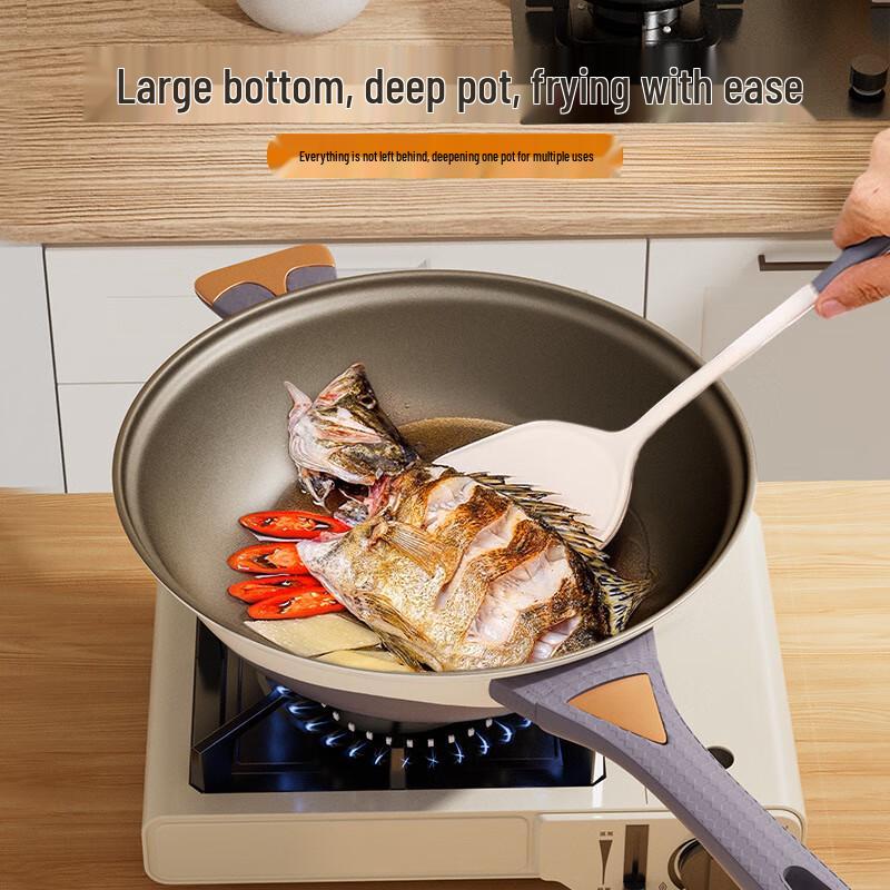 Yoshida Craft 34cm Antihaft-Titan-Wok mit Mikrodruckdeckel