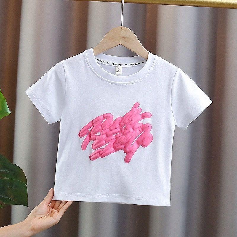 Adorable Girls Summer Outfits Loose Fit Denim Suspenders Set With Colorful T-shirt