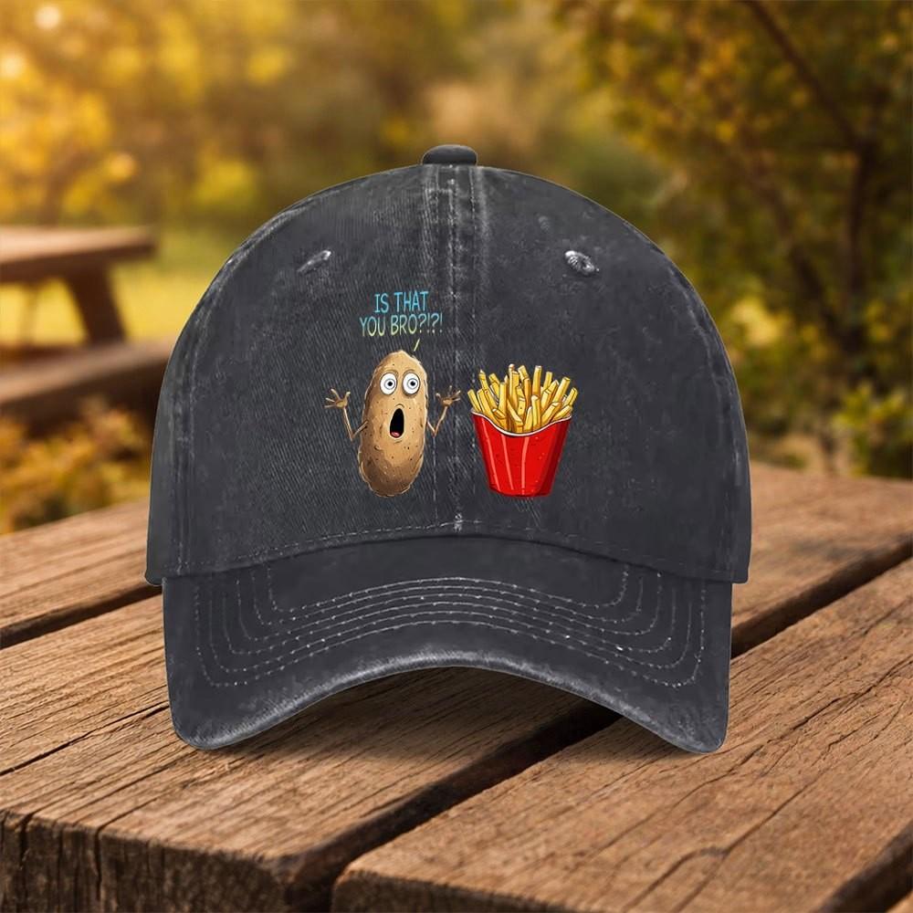 Funny Potato French Fries Baseball Cap Washed Cotton Adjustable Streetwear Hat for Unisex