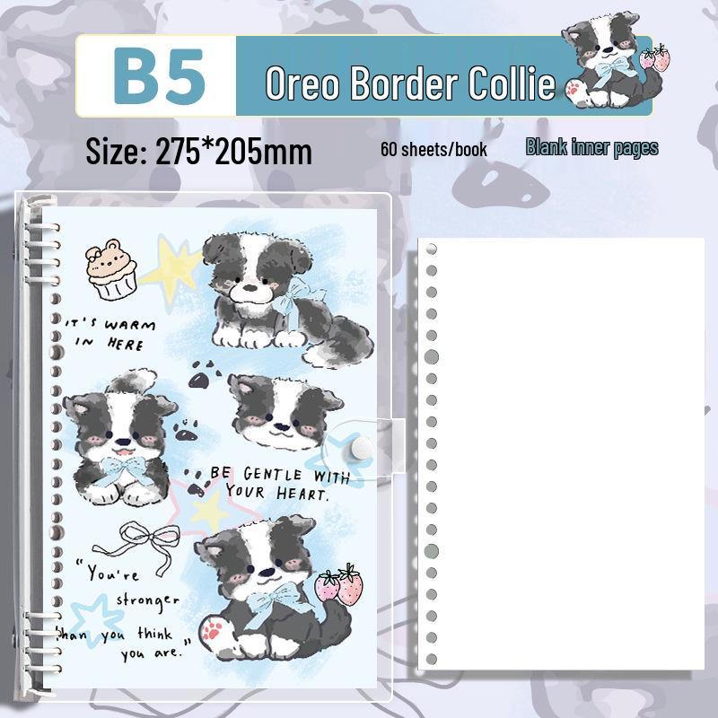 Cute Pet Transparent Soft PVC Binder B5 Notepad Diary with Iron Clip