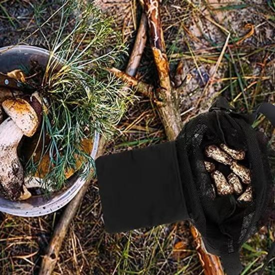 Foldable Mushroom Bag with Adjustable Strap External Storage Pouch for Outdoor Mushroom Collecting Fruit Picking