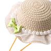 Scalloped Pet Straw Hat Cute Lace Ruffled Cat Sun Hat Sweet Summer Sun Hat for Cats Small Dogs Outdoor Travel Camping