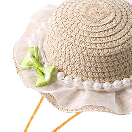 Scalloped Pet Straw Hat Cute Lace Ruffled Cat Sun Hat Sweet Summer Sun Hat for Cats Small Dogs Outdoor Travel Camping