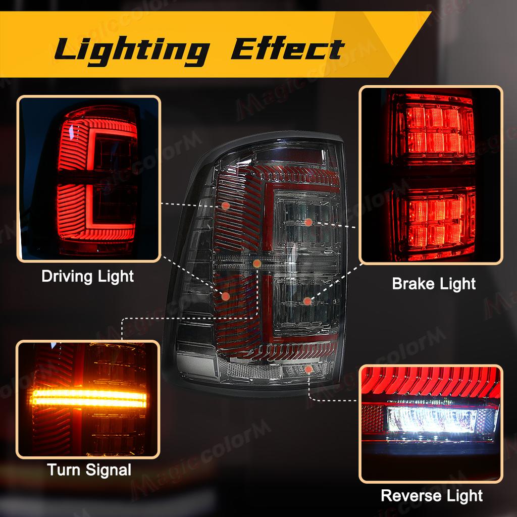 Pair of LED Tail Lamps For Dodge Ram 1500 2500 3500 - Rear Driving Brake Turn Signal Reverse Light