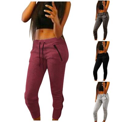 Women's Solid Color Casual Elastic Waist String Side Pocket Pencil Pants