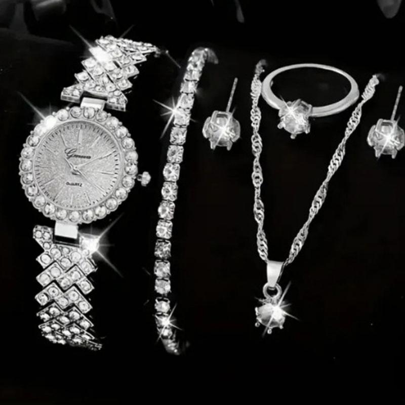 Set Lanț Auriu Roz 5/6 Piese Accesorii la Modă Exquisite Temperament Brățări Coliere Inele Cercei Potrivit Petrecerilor