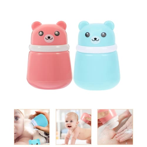 WATIIFUFU 2-Piece Baby Powder Bottle with Bear Design, Lightweight and Portable, Powder Container