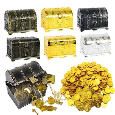 Gold Pirate Treasure Chests Candy Box Kids Children Gift Vintage Halloween Party Decor Jewelry Storage Organizer Box Case Holder