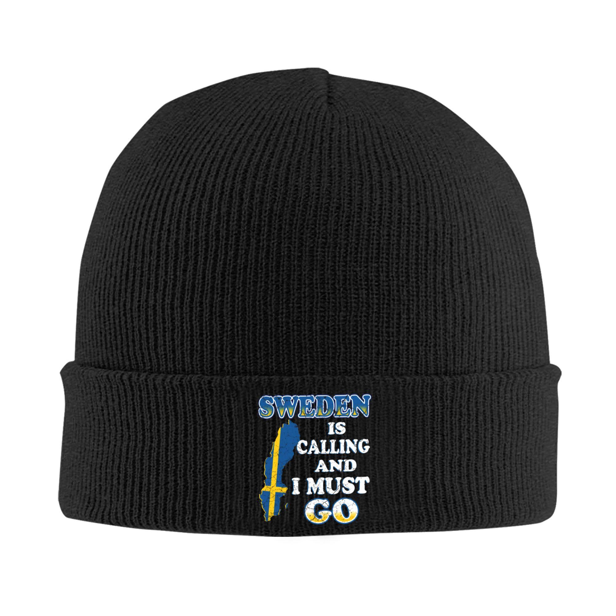 

Sweden Flag Bonnet Hats Cool Knit Hat For Unisex Women Autumn Winter Warm Skullies Beanies Caps One Size