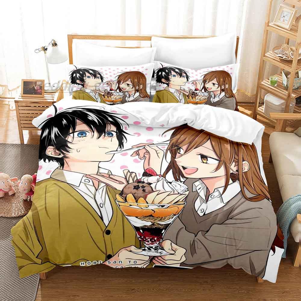 Horimiya Bettwäsche Set Einzelbett Twin Full Queen King Size Bettset Aldult Kinder Schlafzimmer Bettbezug Sets 3D 2022 Anime Bettlaken Set