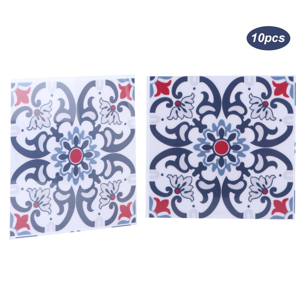 10Pcs Household Waterproof Kitchen Bathroom Decorative Ceramic Tile Stickers Decoration 10x10cm