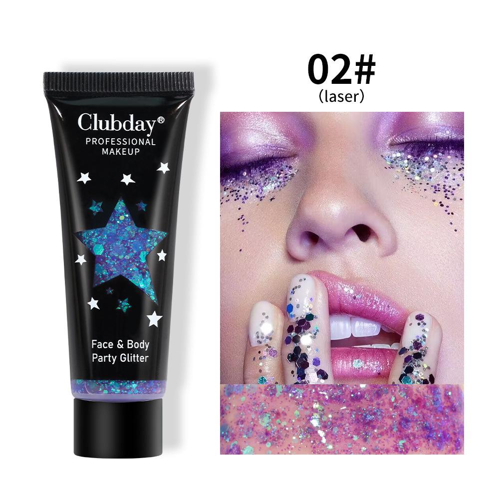 Clubday Face & Body Party Glitter Gel Liquid Chunky Sequin Shimmer Eyeshadow Chameleon Sparkle Makeup for Festival Rave Christmas Stage Performance