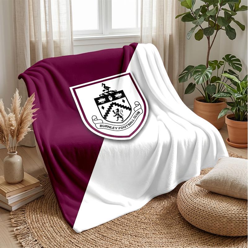 Coperta in Flanella con Stampa Calcio Burnley, Coperta Morbida Calda Leggera per Divano Letto Campeggio