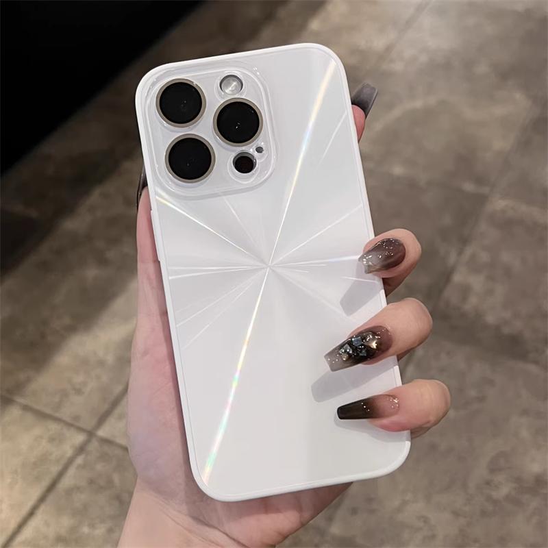 Luxury 6D Colorful Laser Aurora Case For iPhone 16 15 14 Plus 13 12 11 Pro Max Soft Bumper Shockproof Glass Camera Hard PC Cover