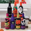 Halloweenské obaly na láhve vína Halloweenská párty Kreslený pletený dýňový obal na láhev vína Stolní dekorace Oblečení na láhev vína