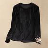 Women's Fashion Round Neck Velvet Undershirt, Loose T-Shirt Top For Layering