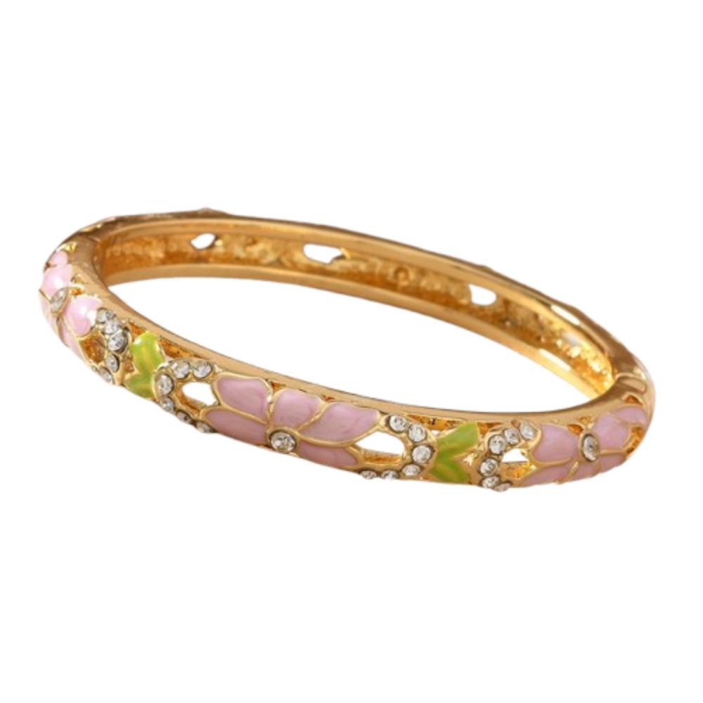 Chinese Style Vintage Cloisonne Bangle Enamel Women's Hand Bracelet Hollow Out Flower Bangle  Girls