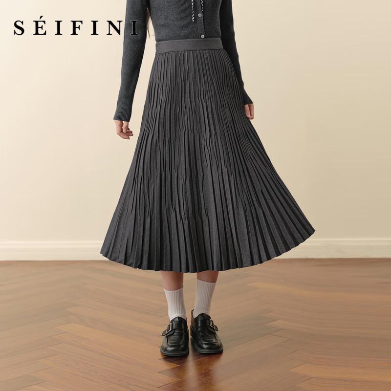 S EIFINI Women s A-Line Finely Pleated Long Skirt M