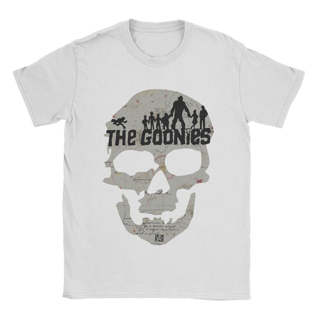 Men The Goonies Skeleton Map Poster T Shirts Pure Cotton Clothes Funny Short Sleeve O Neck Tee Shirt Plus Size T-Shirts