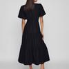Women's Casual Loose Color V-Neck Short Sleeved Waist Dress Short Sleeved Waist Dress