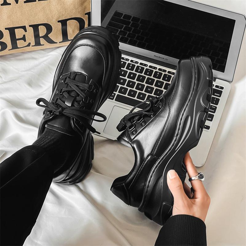 Big head leather shoes men's ins tide British style platform Martin boots niche design high sense Derby shoes 23062-J