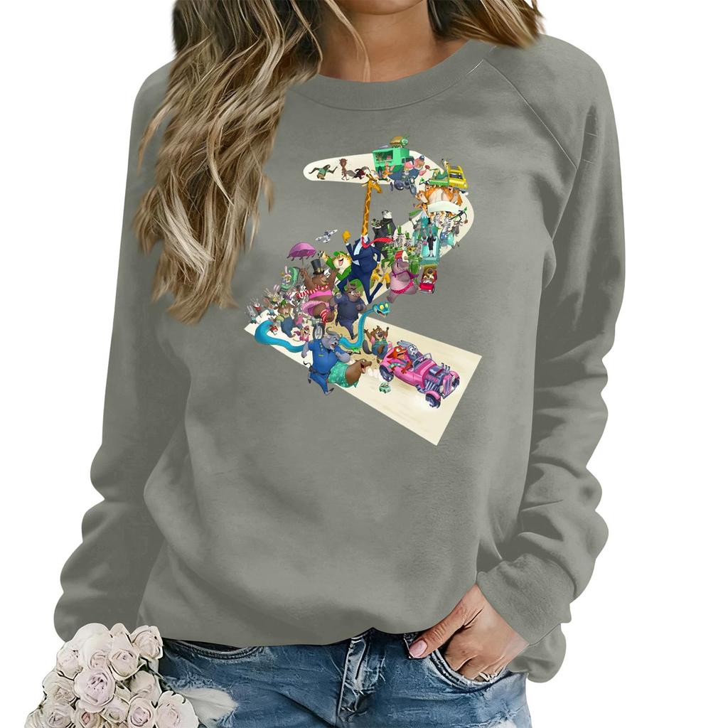 Hanorac larg casual de damă cu mânecă lungă și imprimeu