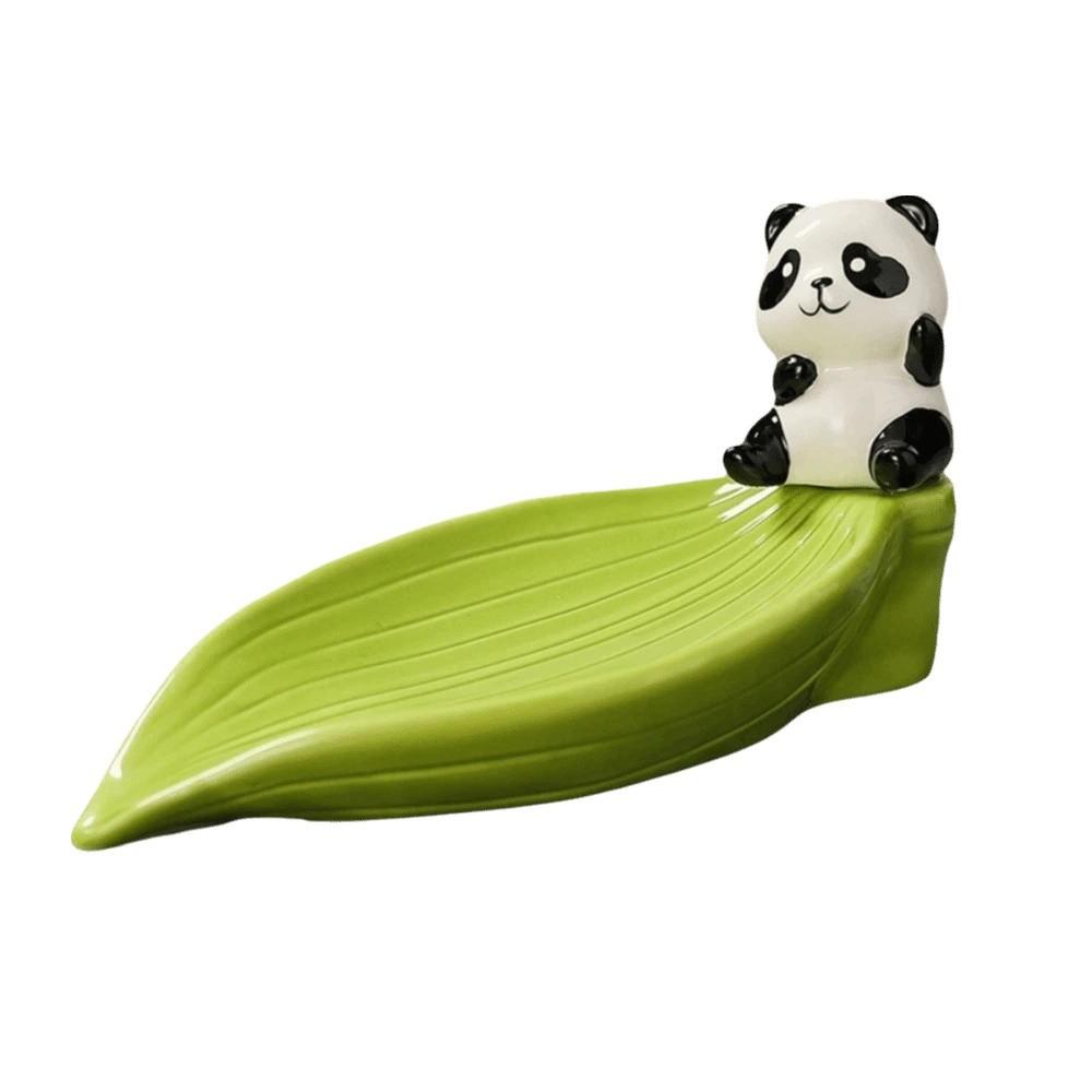 Bamboo Panda Soap Dish Cute Soap Tray Green Soap Rack  Kitchen