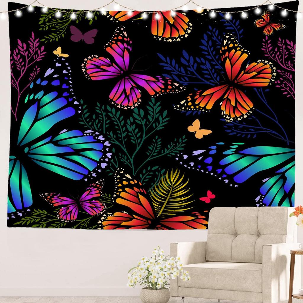 Romantic Flower Victorian Border Dragonfly Wildflower Hippie Trippy Tapestry Wall Art Meditation Decor For Bedroom Living Room