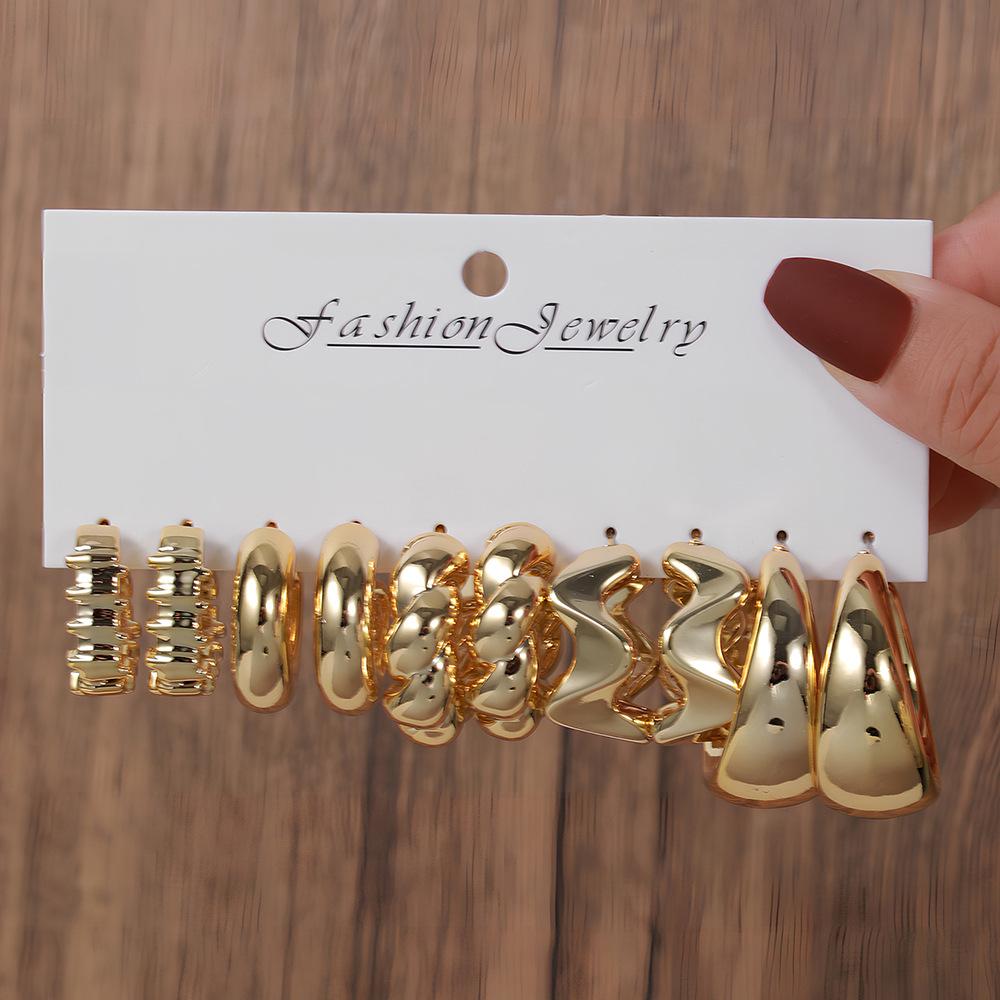 Cross-border New Arrival Creative Personalized Waterdrop-Shaped Iron Electroplated Hoop Earrings Women European Earring
