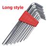 8dílné sady Vysoce kvalitní krátký/dlouhý styl Šestihranný šroub s plochou hlavou Ruční nářadí typu L Nový poniklovaný kalený ocelový imbusový klíč