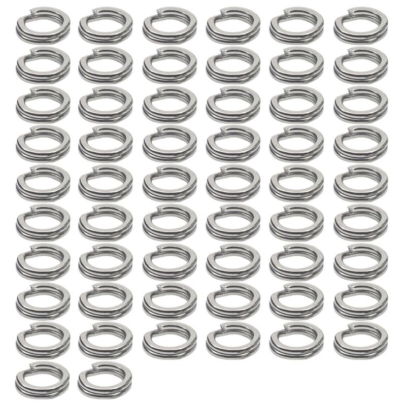 50Pcs Split Rings Assorted Fishing Split Rings Stainless Fishing Tackle Rings